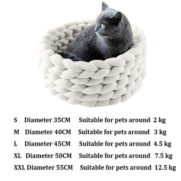 Soft Pet Bed Handmade Knit Puppy House Detachable Washable Kitten Basket Comfortable Warm Sleeping Nest Cave for Small Dogs Cats | Vimost Shop.
