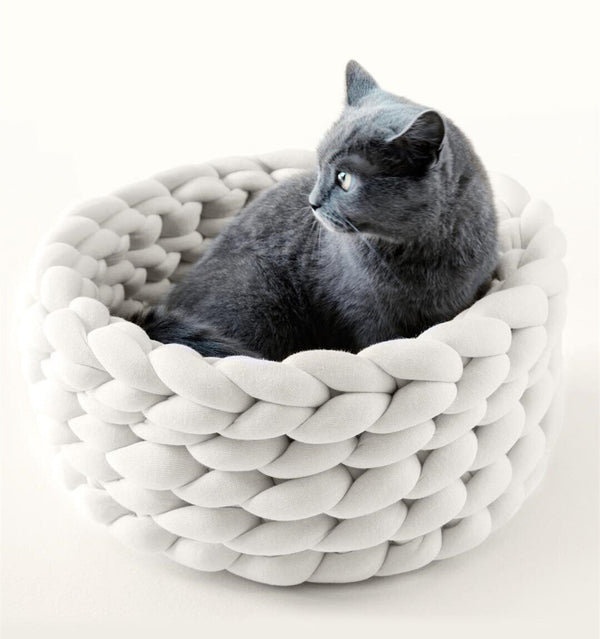 Soft Pet Bed Handmade Knit Puppy House Detachable Washable Kitten Basket Comfortable Warm Sleeping Nest Cave for Small Dogs Cats | Vimost Shop.