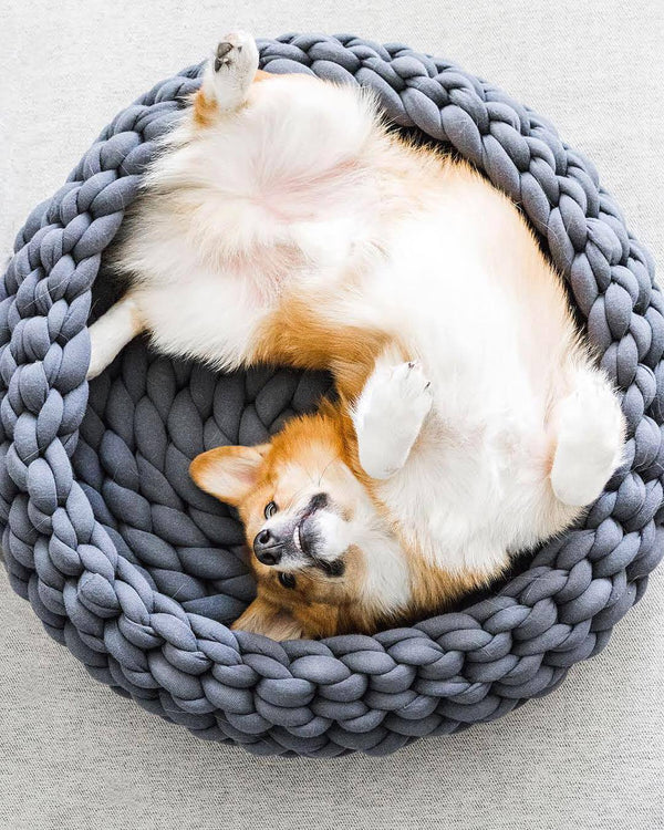 Soft Pet Bed Handmade Knit Puppy House Detachable Washable Kitten Basket Comfortable Warm Sleeping Nest Cave for Small Dogs Cats | Vimost Shop.