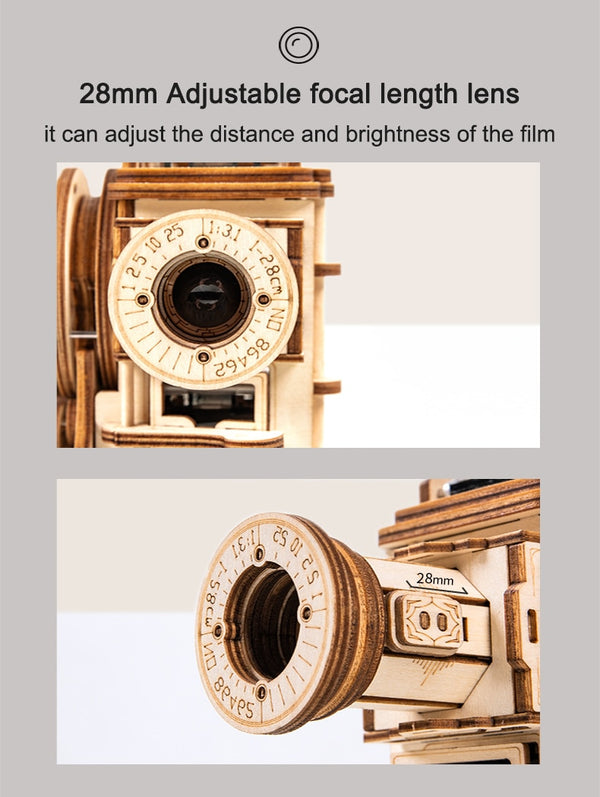 ROKR Hand Crank Projector Classic Film Vitascope 3D Wooden Puzzle Model Building Toys for Children Adult LK601 | Vimost Shop.