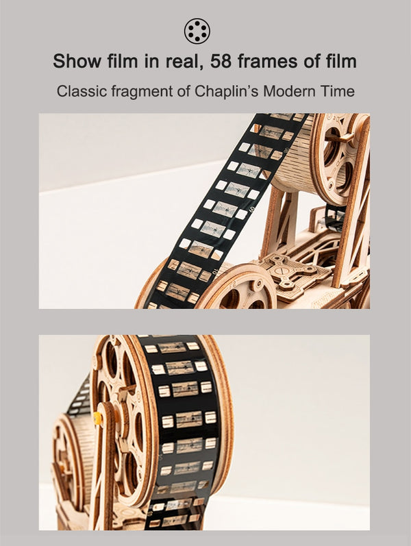 ROKR Hand Crank Projector Classic Film Vitascope 3D Wooden Puzzle Model Building Toys for Children Adult LK601 | Vimost Shop.