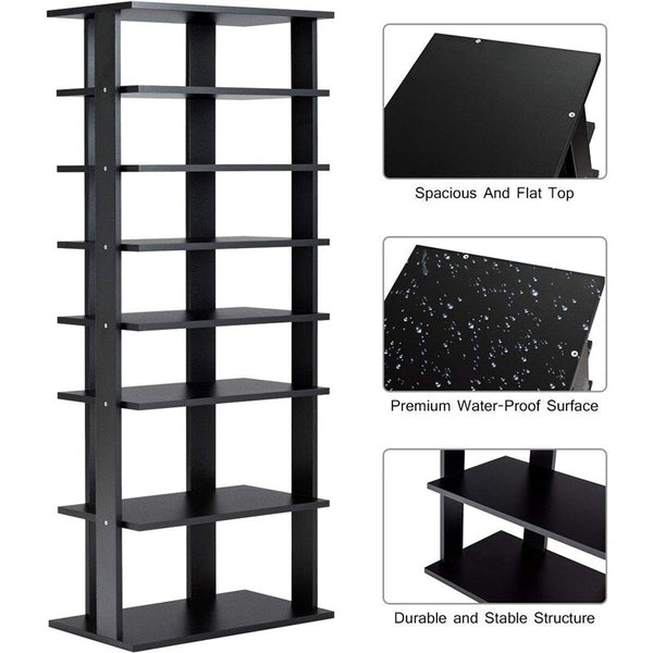 7-Tier Dual 14 Pair Shoe Rack Free Standing Concise Shelves Storage 2 Different Heights Shelves Durable Construction | Vimost Shop.