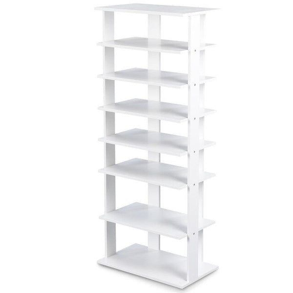 7-Tier Dual 14 Pair Shoe Rack Free Standing Concise Shelves Storage 2 Different Heights Shelves Durable Construction | Vimost Shop.
