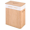 Folding Double Rectangle Bamboo Hamper Laundry Basket Withdrawable Inside Liner Thickened Lid with PU Leather Handle | Vimost Shop.
