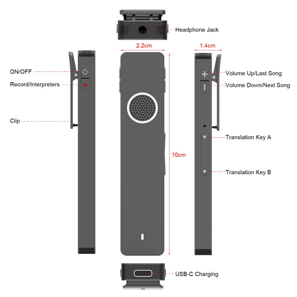 Mini Digital Voice Recorder Translator Real-time Transcription&Translation with Playback for Lectures Meetings Interviews туризм | Vimost Shop.