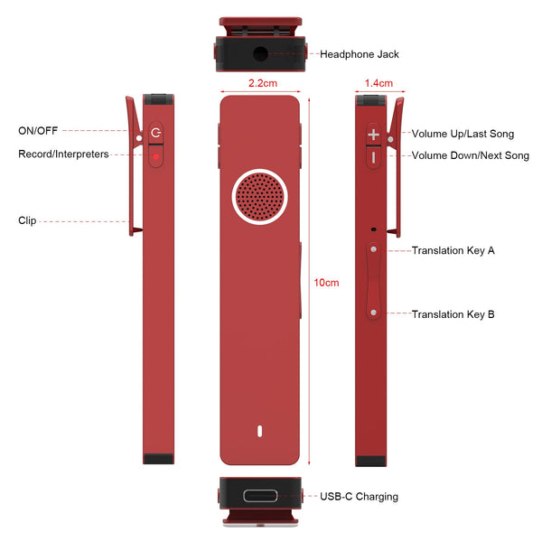 Mini Digital Voice Recorder Translator Real-time Transcription&Translation with Playback for Lectures Meetings Interviews туризм | Vimost Shop.