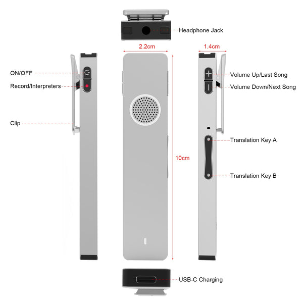 Mini Digital Voice Recorder Translator Real-time Transcription&Translation with Playback for Lectures Meetings Interviews туризм | Vimost Shop.