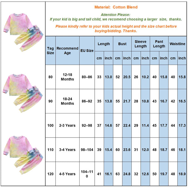 Winter Long Sleeve Baby Girls Clothes 2020 Fashion Sport Girls Tie dye Kids Clothes Set 2Piece Top+trousers Toddler Clothing D30 | Vimost Shop.
