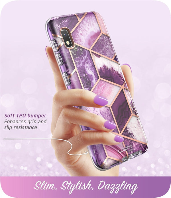 For Samsung Galaxy A10e Case Cosmo Full-Body Glitter Marble Bumper Case with Built-in Screen Protector | Vimost Shop.