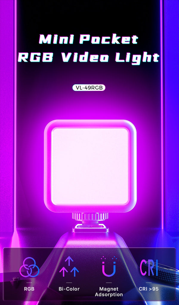 Mini RGB LED Video Light 2700K-9000K On Camera Fill Light Photography Lighting Pocket Live Tiktok Vlog Light lamp | Vimost Shop.