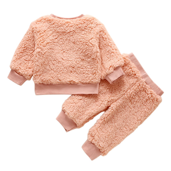 Winter Lamb Wool Newborn Baby Girls Clothes Cartoon Printed Tops And Pants Casual Round Neck Infant Girls Outfits Clothing D30 | Vimost Shop.