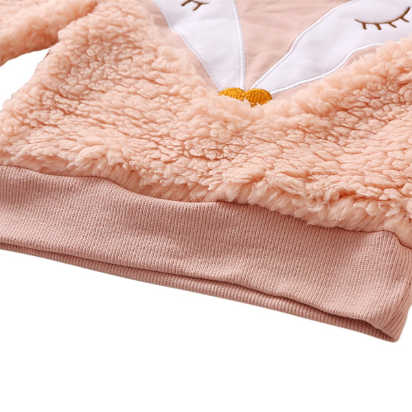 Winter Lamb Wool Newborn Baby Girls Clothes Cartoon Printed Tops And Pants Casual Round Neck Infant Girls Outfits Clothing D30 | Vimost Shop.