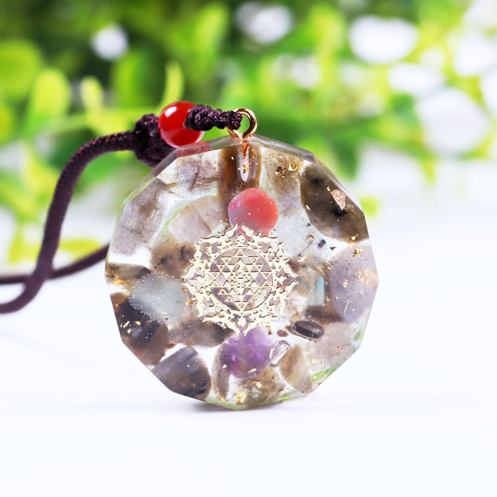 Labradorite Orgonite Pendant Natural Crystal Stone Energy Orgone Emf Protection Healing Jewelry Necklace Meditation Gift | Vimost Shop.