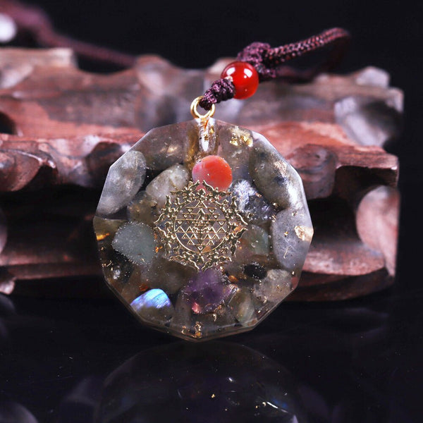 Labradorite Orgonite Pendant Natural Crystal Stone Energy Orgone Emf Protection Healing Jewelry Necklace Meditation Gift | Vimost Shop.