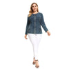 Women's Plus Size Autumn Casual Denim Jacket  High Flexibility Cotton Knitted Denim Jacket