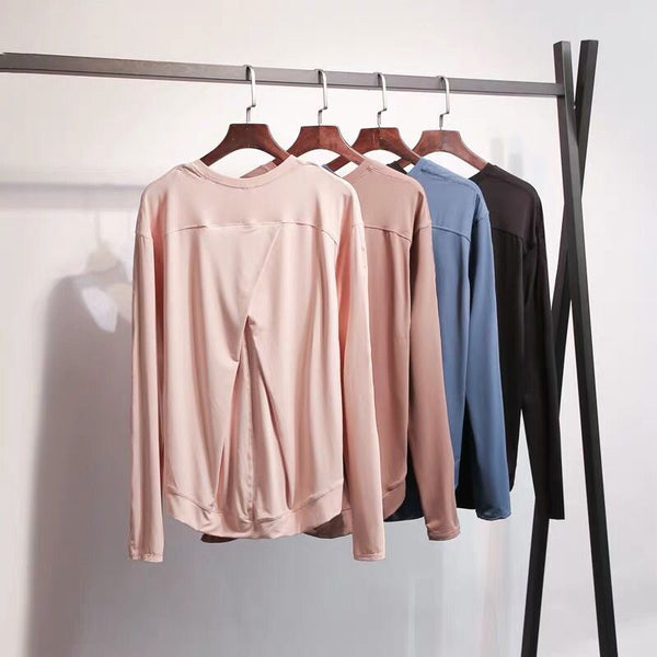 Loose Fit Sport Training Workout Long Sleeve Shirts Women Lightweight Anti-sweat Yoga Fitness Shirts with Thumb Hole