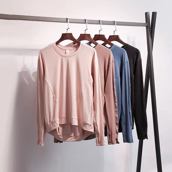 Loose Fit Sport Training Workout Long Sleeve Shirts Women Lightweight Anti-sweat Yoga Fitness Shirts with Thumb Hole