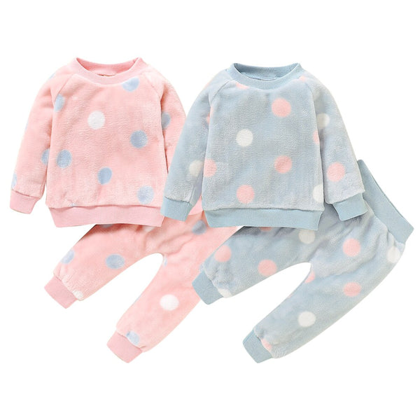Baby Girl Clothes Pajamas Set Flannel Fleece Infant Toddler O Neck Pajamas Warm Kids Sleepwear Home Suit Winter Spring Fall D30 | Vimost Shop.