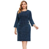 Women's Plus Size Autumn Casual Denim Dress Cotton Knitted Denim High Flexibility Slim Fit Dress Casual Fashion Dress