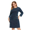 Women's Plus Size Autumn Casual Denim Dress Cotton Knitted Denim High Flexibility Slim Fit Dress Casual Fashion Dress