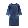 Women's Plus Size Autumn Casual Denim Dress Cotton Knitted Denim High Flexibility Slim Fit Dress Casual Fashion Dress