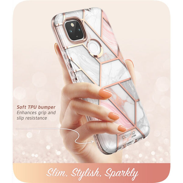For Google Pixel 4A 5G Case 6.2 inch (2020) Cosmo Full-Body Marble Glitter Case Cover WITH Built-in Screen Protector | Vimost Shop.