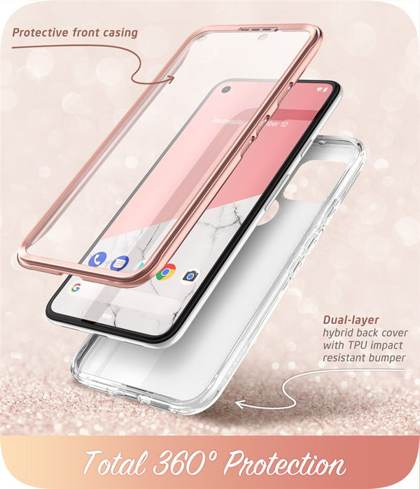 For Google Pixel 4A 5G Case 6.2 inch (2020) Cosmo Full-Body Marble Glitter Case Cover WITH Built-in Screen Protector | Vimost Shop.