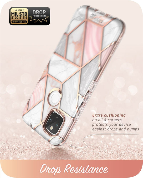 For Google Pixel 4A 5G Case 6.2 inch (2020) Cosmo Full-Body Marble Glitter Case Cover WITH Built-in Screen Protector | Vimost Shop.