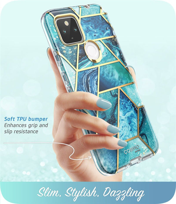 For Google Pixel 4A 5G Case 6.2 inch (2020) Cosmo Full-Body Marble Glitter Case Cover WITH Built-in Screen Protector | Vimost Shop.