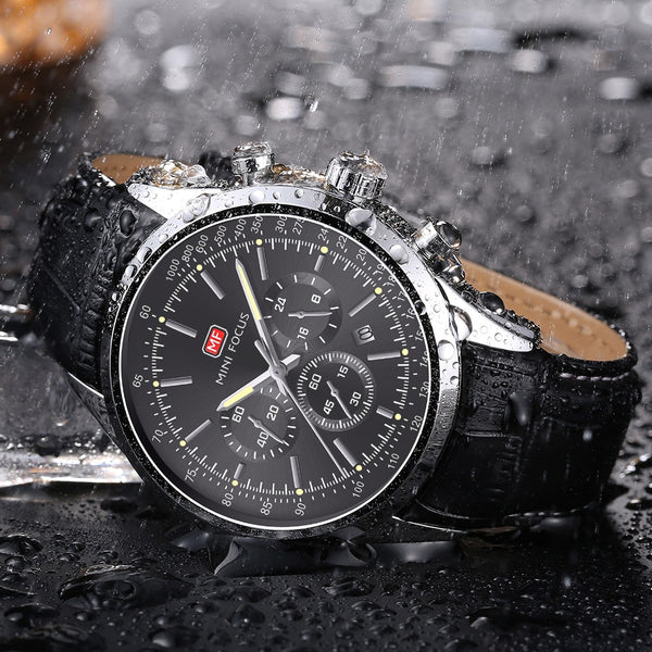 Watch For Men Quartz Military Watches Mens Auto Date Display Chronograph Casual Business Leather Strap