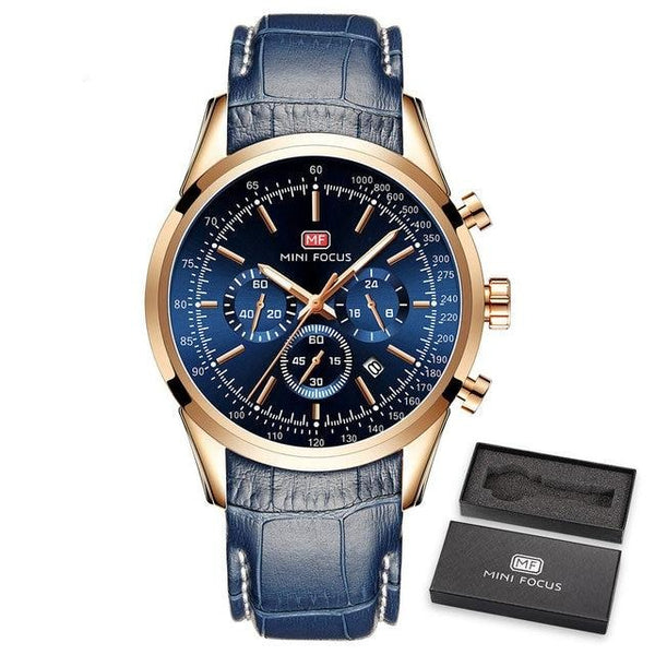 Watch For Men Quartz Military Watches Mens Auto Date Display Chronograph Casual Business Leather Strap