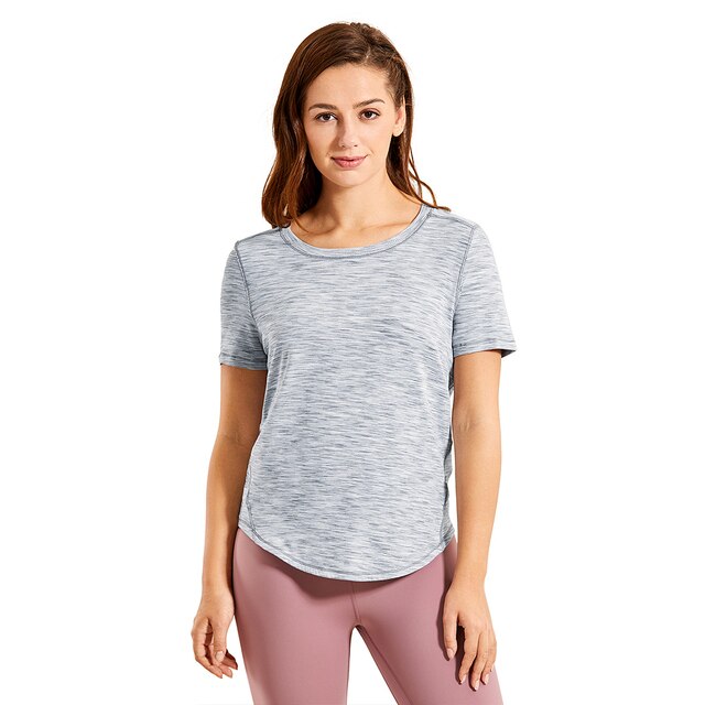 Women's Lightweight Heather Loose Fit Short Sleeve Sport Shirt Workout Top