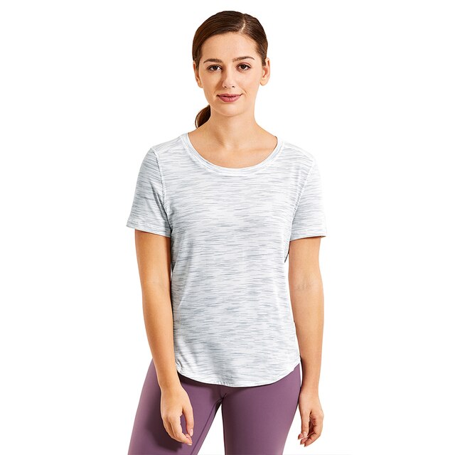 Women's Lightweight Heather Loose Fit Short Sleeve Sport Shirt Workout Top
