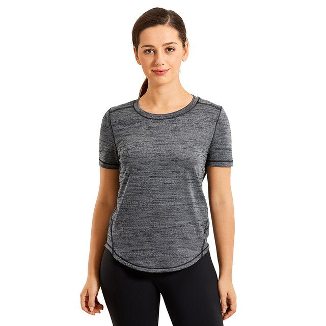 Women's Lightweight Heather Loose Fit Short Sleeve Sport Shirt Workout Top
