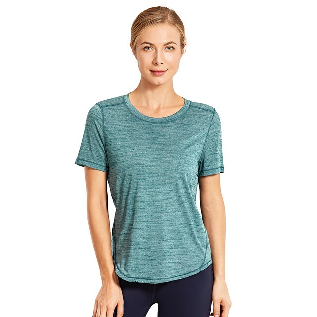 Women's Lightweight Heather Loose Fit Short Sleeve Sport Shirt Workout Top
