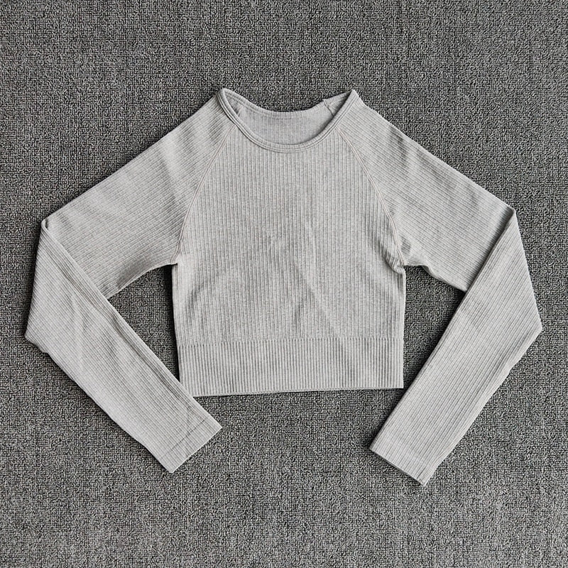 Yoga Sports Crop Top Long Sleeve Gym Women's Seamless T-shirt Fitness Woman Sport T-shirt Workout Tops For Women's Sportswear