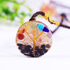 Reiki Healing Energy Orgonite Pendant Necklace Quartz Stone Rainbow Tree Chakra Amulet Natural Orgone Crystal Necklace Yoga