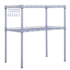 Microwave Oven Rack 2-Tier Adjustable Carbon Steel Storage Shelf for Kitchen Wardrobe Garage Shower room and other Storage area