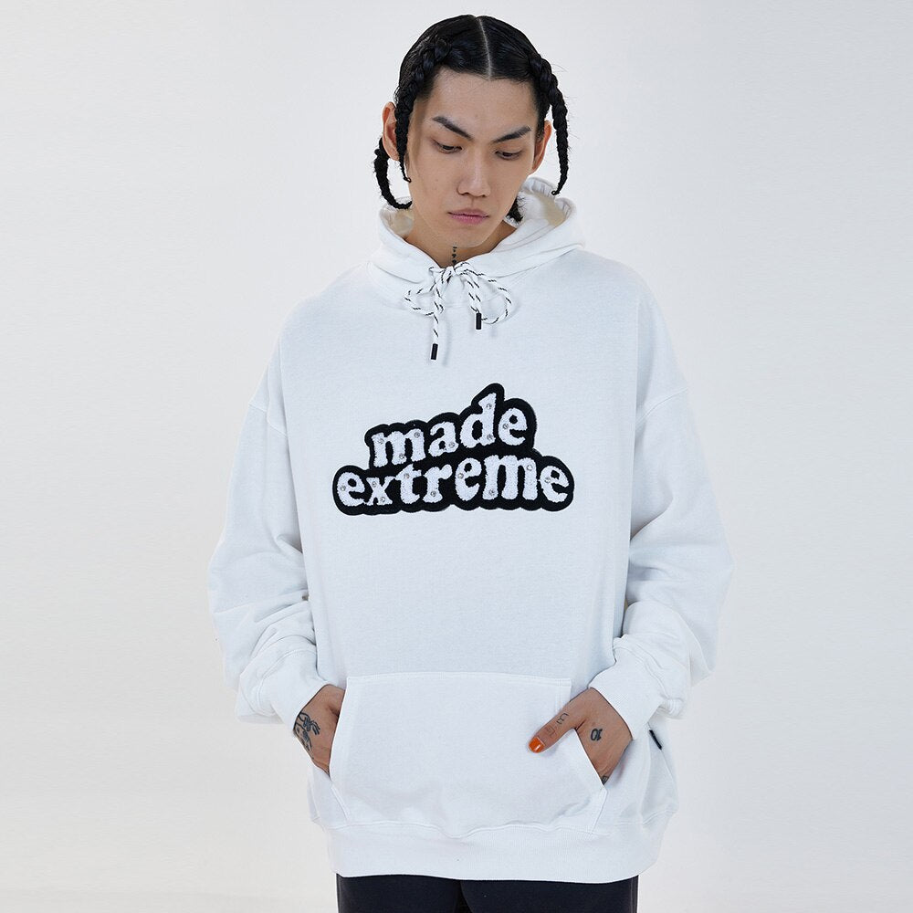 Men Hit Color Letter Patch Diamonds Hoodies Sweatshirt Men Big Pocket Casual Pullover High Street Couple Streetwear Men