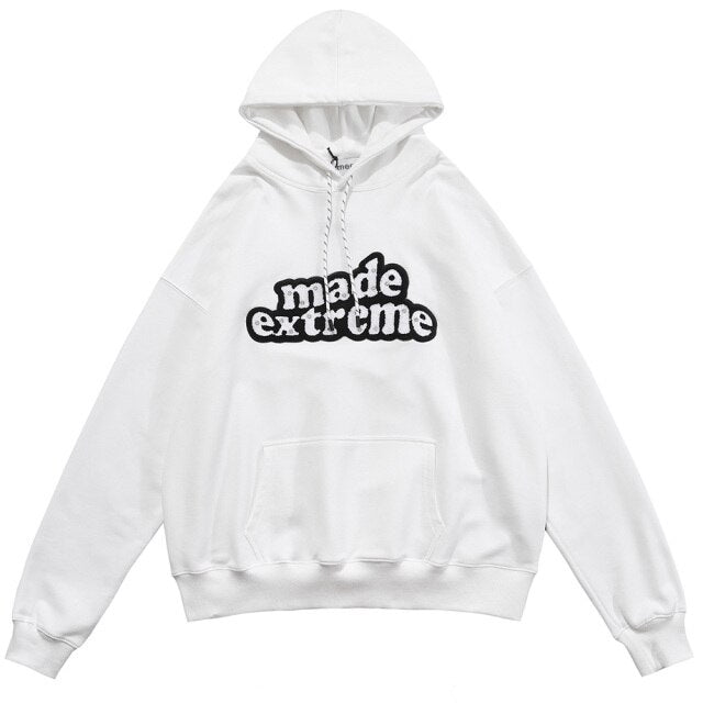 Men Hit Color Letter Patch Diamonds Hoodies Sweatshirt Men Big Pocket Casual Pullover High Street Couple Streetwear Men