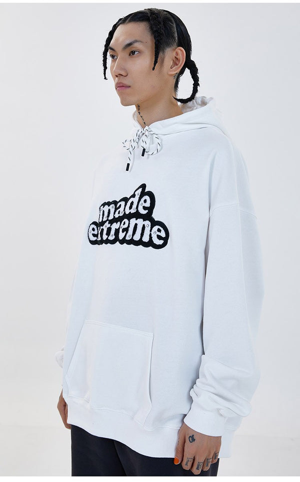 Men Hit Color Letter Patch Diamonds Hoodies Sweatshirt Men Big Pocket Casual Pullover High Street Couple Streetwear Men