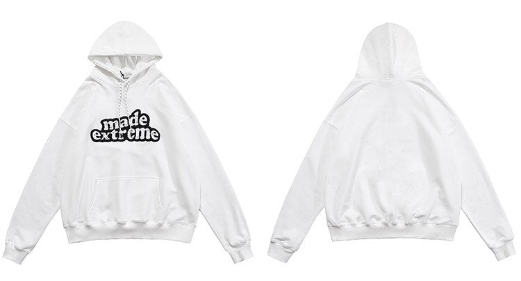 Men Hit Color Letter Patch Diamonds Hoodies Sweatshirt Men Big Pocket Casual Pullover High Street Couple Streetwear Men