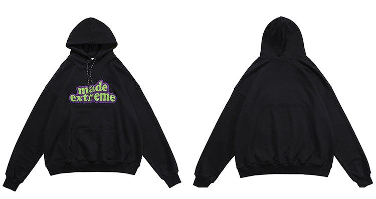 Men Hit Color Letter Patch Diamonds Hoodies Sweatshirt Men Big Pocket Casual Pullover High Street Couple Streetwear Men