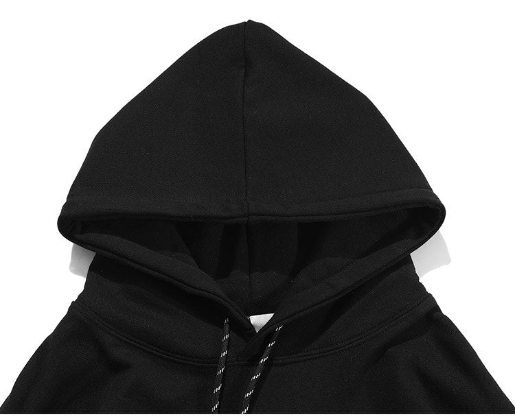 Men Hit Color Letter Patch Diamonds Hoodies Sweatshirt Men Big Pocket Casual Pullover High Street Couple Streetwear Men