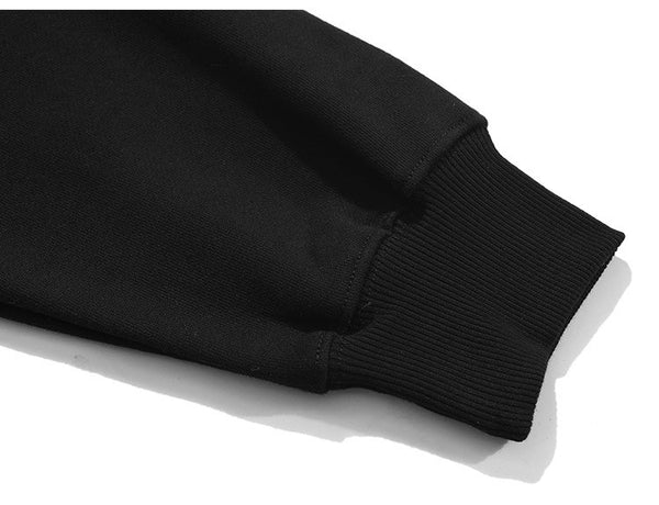 Men Hit Color Letter Patch Diamonds Hoodies Sweatshirt Men Big Pocket Casual Pullover High Street Couple Streetwear Men