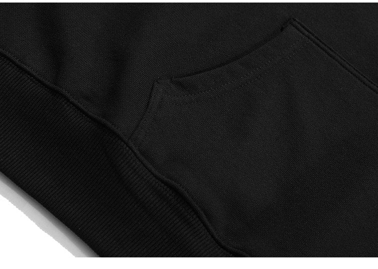 Men Hit Color Letter Patch Diamonds Hoodies Sweatshirt Men Big Pocket Casual Pullover High Street Couple Streetwear Men