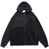 Patchwork Color Zipper Distressed Hoodie Men Casual Cozy Hooded Coats Harajuku High Street Sweatshirt Spring Streetwear