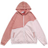 Patchwork Color Zipper Distressed Hoodie Men Casual Cozy Hooded Coats Harajuku High Street Sweatshirt Spring Streetwear