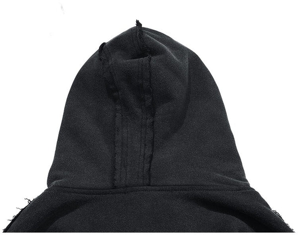 Patchwork Color Zipper Distressed Hoodie Men Casual Cozy Hooded Coats Harajuku High Street Sweatshirt Spring Streetwear