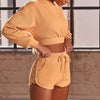 Autumn Solid Sporty Ribbed Tracksuit For Women Long Sleeve Crop Top Shorts Fashion Sportswear Casual Workout Running Jogging Set | Vimost Shop.